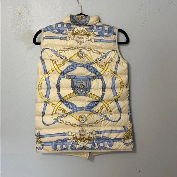 J McLaughlin Tahoe Reversible Down Puffer Vest Rope Print Small - Picture 4 of 5